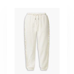 ATM Cotton Fleece Joggers Chalk XS Loop Cream pull-on Track Pants NWT Satin Trim